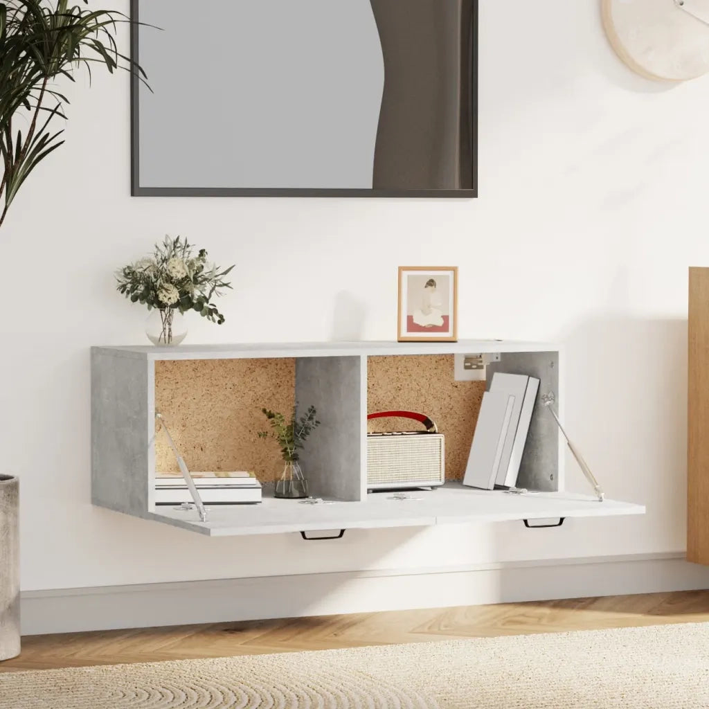 Armadietto a Muro | Mobile Pensile Grigio Cemento 100x36,5x35 cm Legno Multistrato