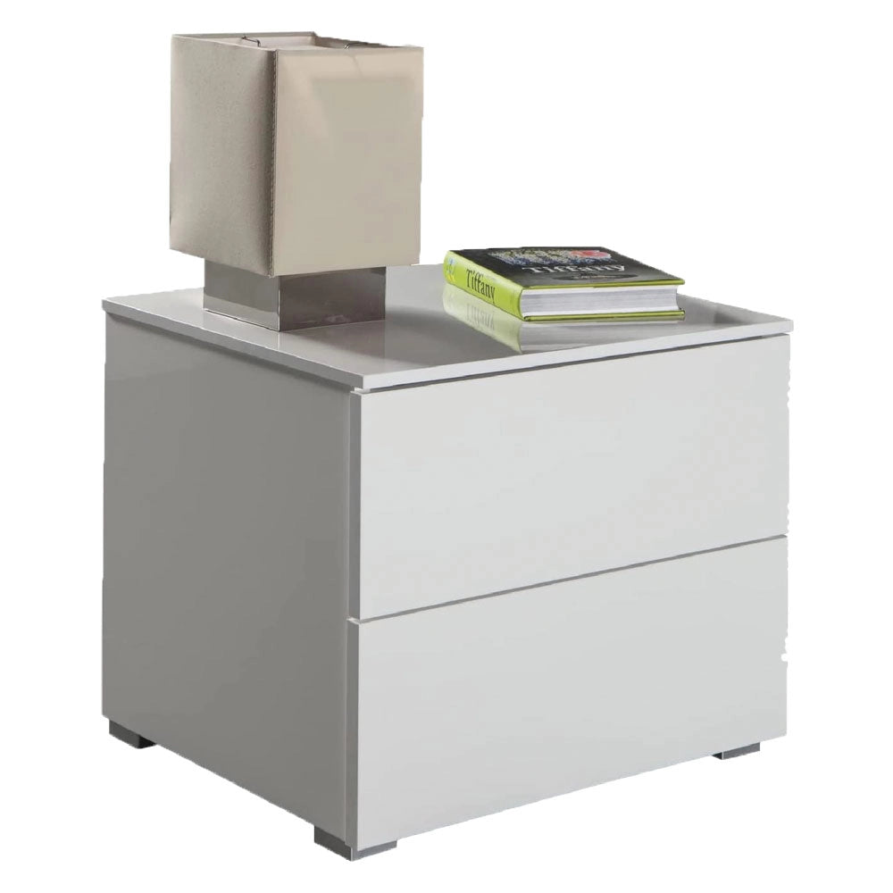 1pz comodino linea 'privilegio' cm. 44 x 55 x h.44 - bianco laccato (2 cassetti cod:ferx.7950380nlm