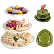 Trade Shop - Alzata Twist Fold Centrotavola Pieghevole Richiudile Salvaspazio 3 Ripiani Dolci -