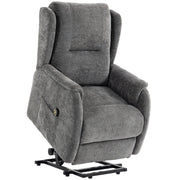 Poltrona relax elettrica con alzapersona e tasche laterali in legno grigio scuro