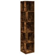 Armadio angolare classico con 5 scomparti per soggiorno o camera da letto 33 x 33 x 164 cm realizzato in legno composito finitura rovere affumicato 02_0048264