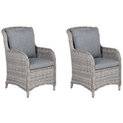 Set di 2 sedie da giardino grigio rattan sintetico 73L x 60W x 96H cm cuscini da esterno Modern