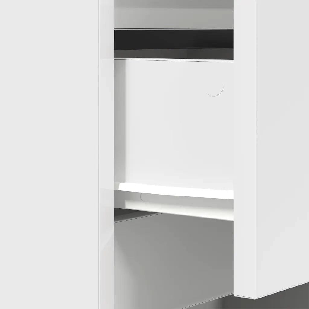 Comodino | Armadio da Notte | Mobiletto da notte con 3 Cassetti Bianco 39x35x65 cm