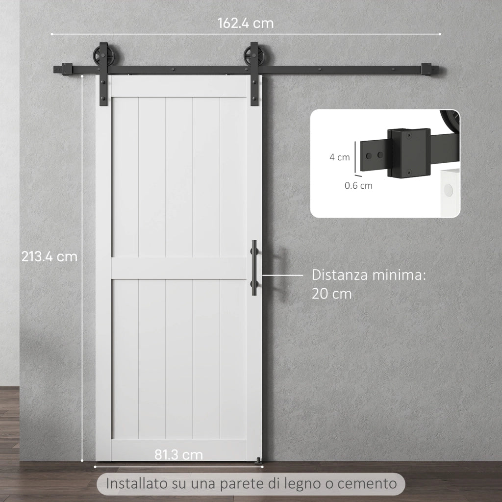 Porta Scorrevole Porta da Interno Stile Industriale, 81.3x213.4cm, Legno
