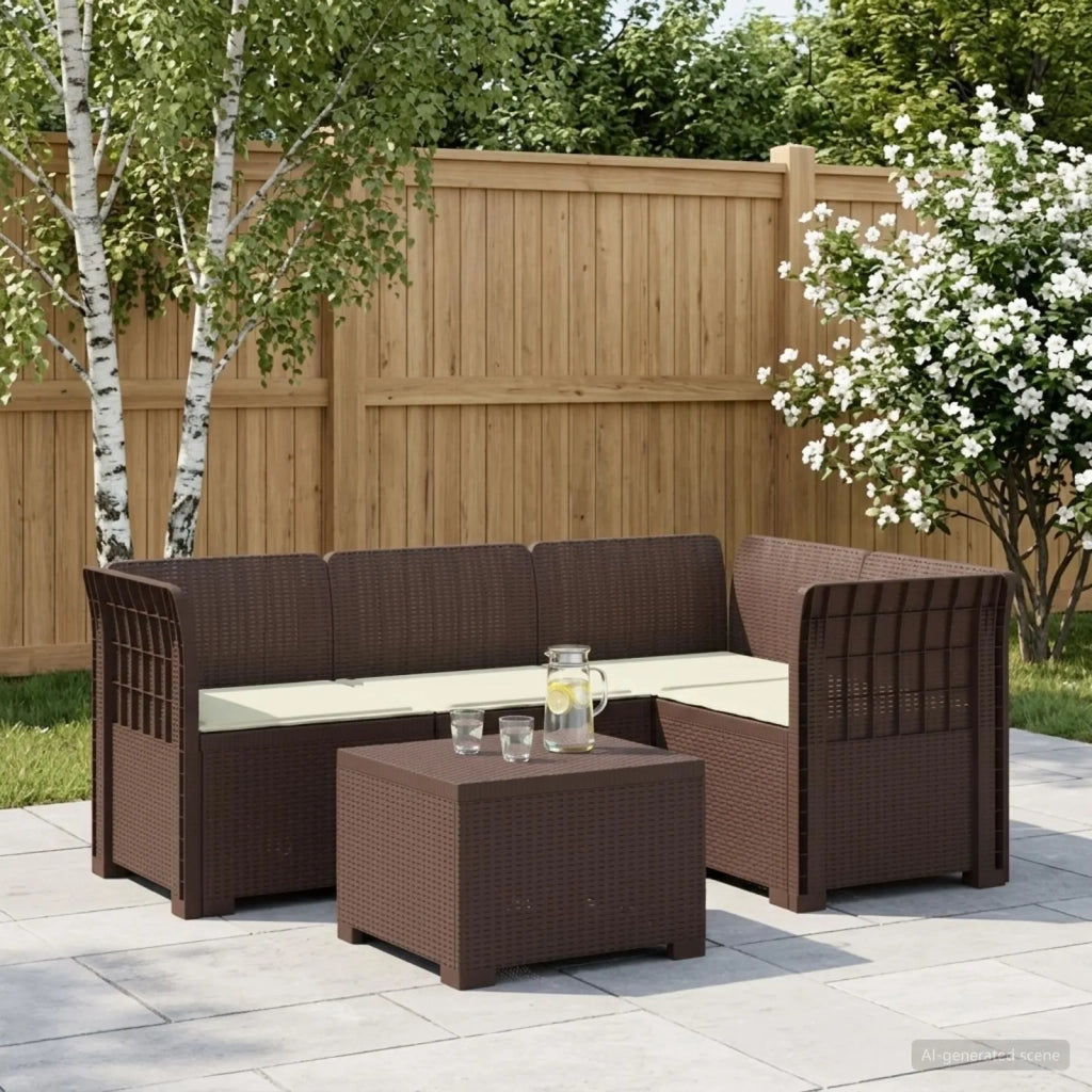 Divano da giardino 4 posti con cuscini aspetto rattan PP 3444002