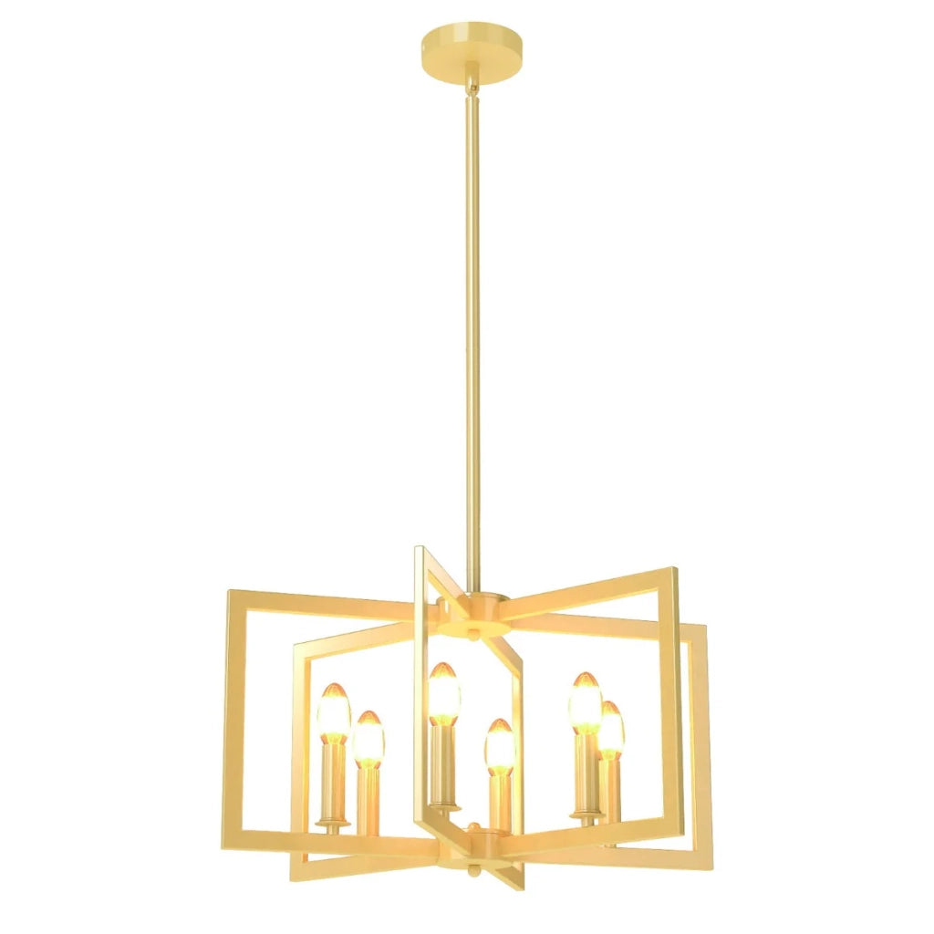 Lampadario a 6 luci altezza regolabile 54 x 54 x 67-157 cm design geometrico moderno in metallo finitura bronzo 20_0019233