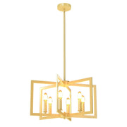 Lampadario a 6 luci altezza regolabile 54 x 54 x 67-157 cm design geometrico moderno in metallo finitura bronzo 20_0019233