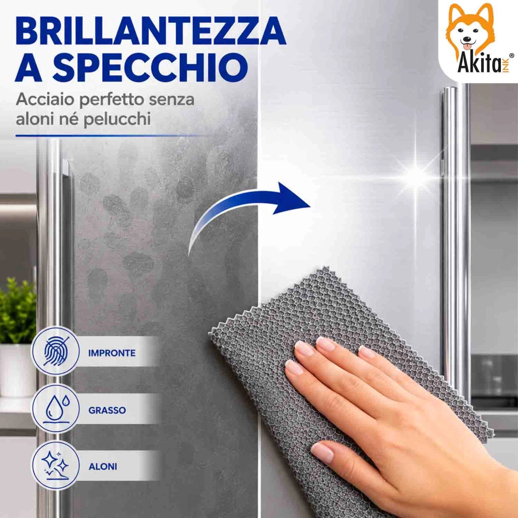 Akitaink 3 Panni in Microfibra Inox PVA 35x30 cm