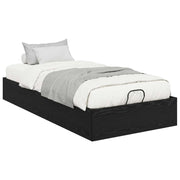 Letto singolo | Letto per adulti | Letto ottomano Rovere Nero 75,5 x 190 cm Legno ingegnerizzato