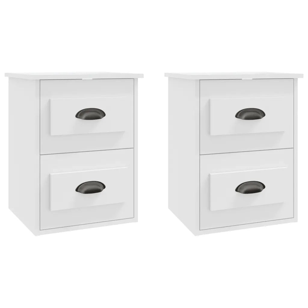 Comodini a Parete 2 pz-Set di 2 Tavolino da notte Bianchi 41,5x36x53 cm