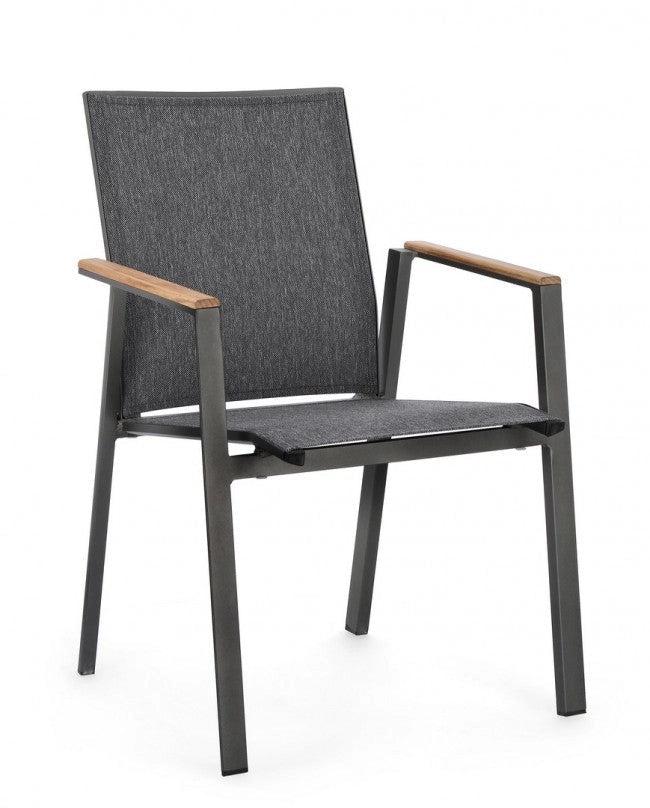 Set 4 Sedie da Giardino 59x61x88h cm con Braccioli Cameron Antracite