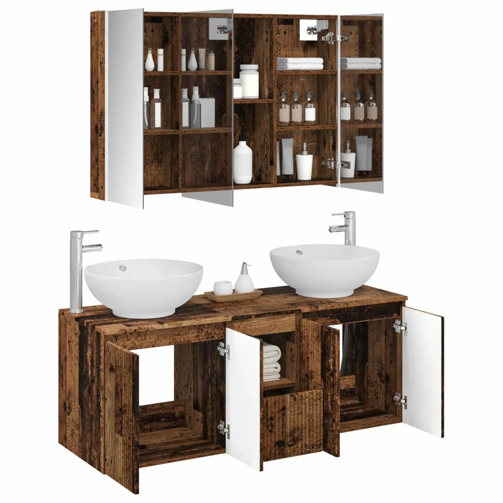 Set di Armadi da Bagno 4 pcs Legno antico Legno ingegnerizzato 3406509