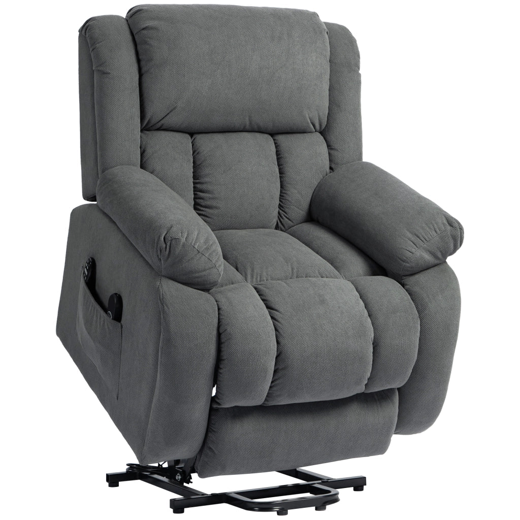 Poltrona Alzapersona Massaggiante e Reclinabile 93x104x105 cm con Telecomando in Tessuto Effetto Velluto Grigio