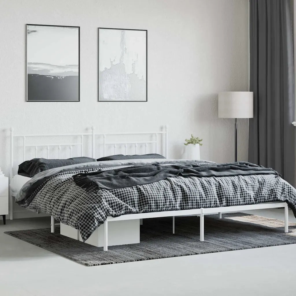 Giroletto con Testiera Metallo Bianco 200x200 cm 353593