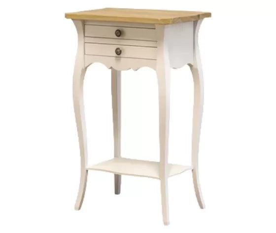Comodino porta telefono 2 cassetti legno shabby bianco naturale 45x35x70 - Mobili 2G