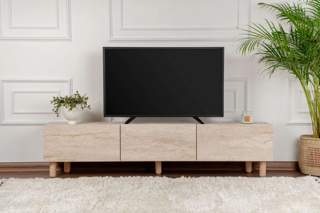 Porta TV in legno "Alvin" - 180 x 31 x 42 cm - Beige