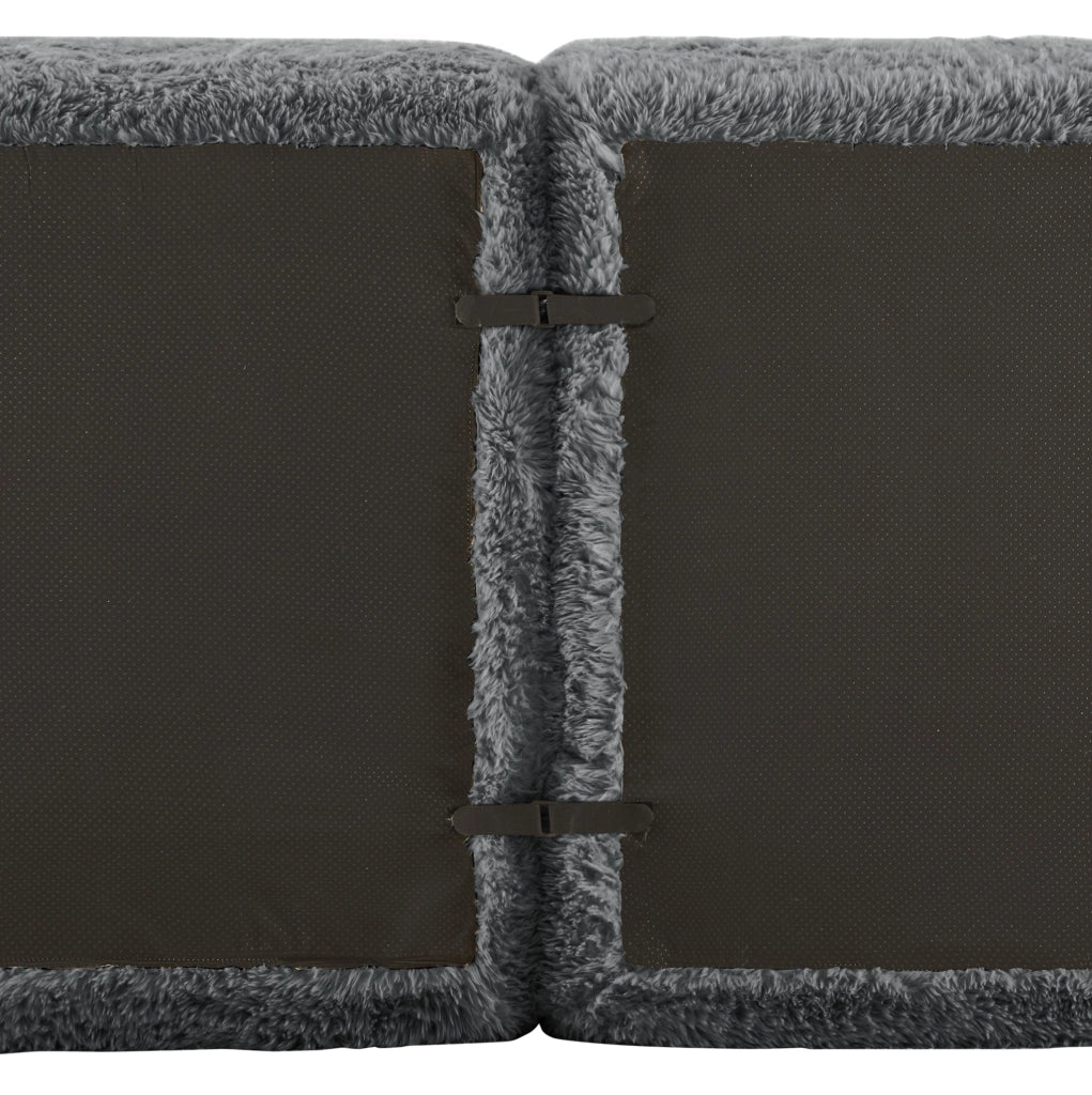 Divano angolare modulare 4 posti senza montaggio in tessuto plush grigio