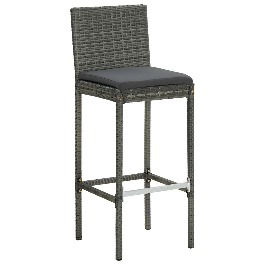 Set Bar da Giardino 3 pz con Cuscini in Polyrattan Grigio 3064857