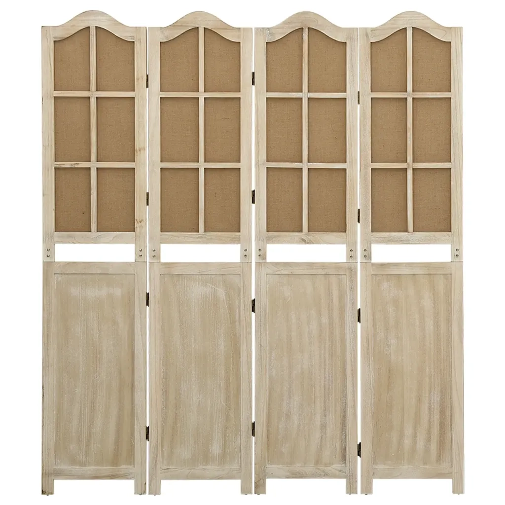 Divisorio Ambienti | Divider per stanze | Paravento a 4 Pannelli Marrone 140x165 cm in Tessuto