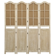 Divisorio Ambienti | Divider per stanze | Paravento a 4 Pannelli Marrone 140x165 cm in Tessuto