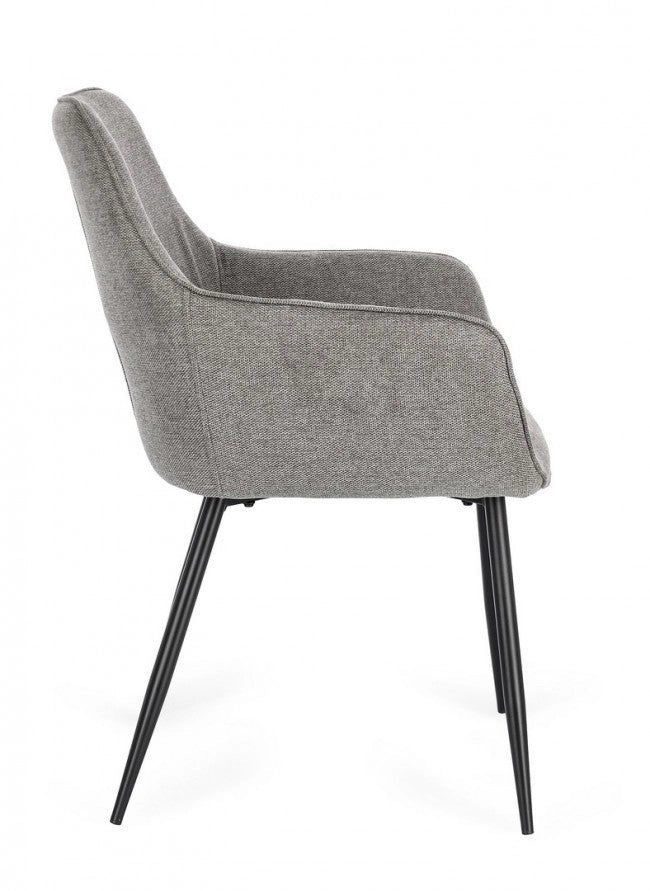 Set 2 Sedie 58x63x85,5 cm Cora in Tessuto Nero e Grigio Scuro