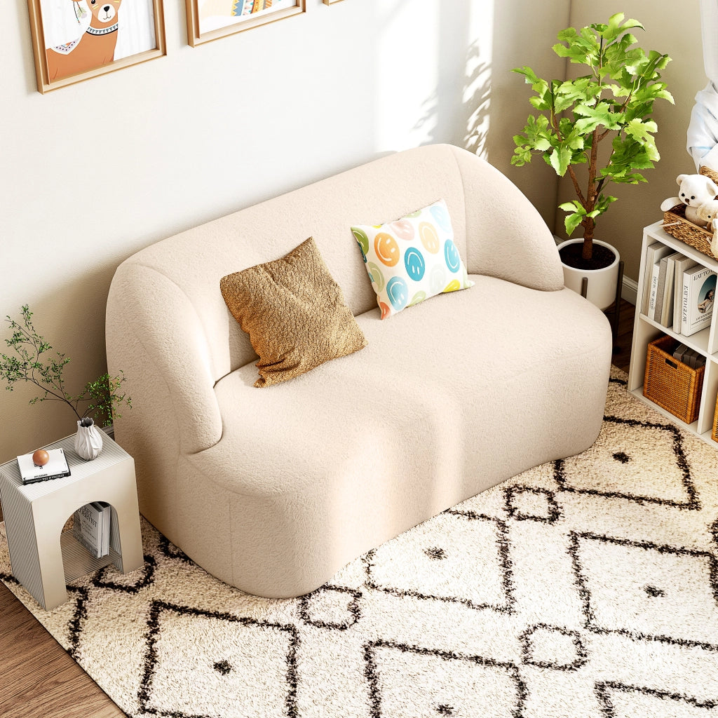 Divano 2 posti tessuto bouclette beige ¨C zephmum ¨C 142 cm