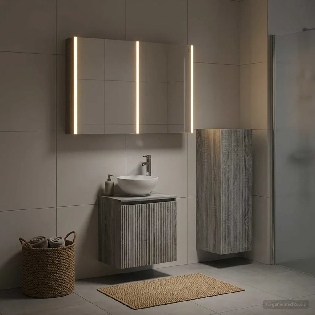 Set di mobili per il bagno 4 pcs Sonoma grigio 3407428