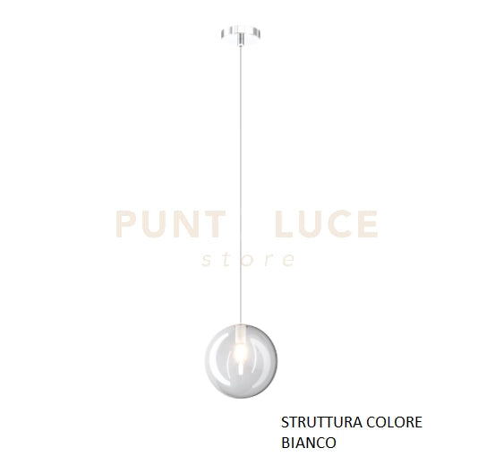 SOSPENSIONE BIANCO 1 LUCE VETRO TRASPARENTE 1184BI-S1-TR