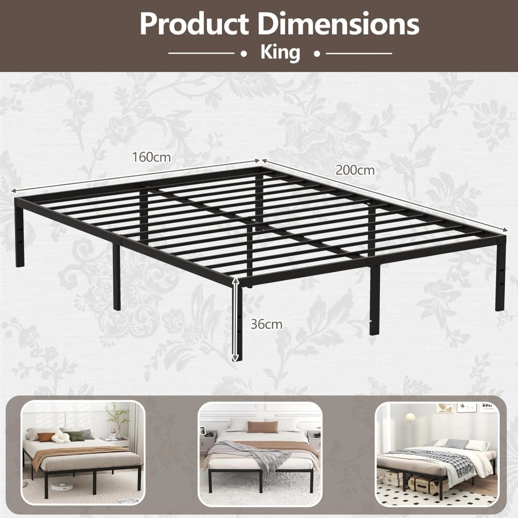 Telaio letto 160 x 200 cm, letto in metallo con rete a doghe, letto matrimoniale in metallo, spazio sotto il letto, letto per ragazzi moderno, piattaforma