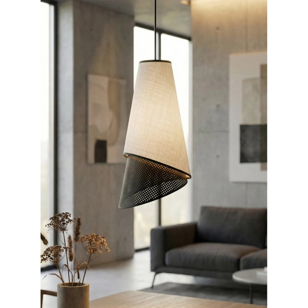 Lampada a sospensione MODA in acciaio nero e grigio