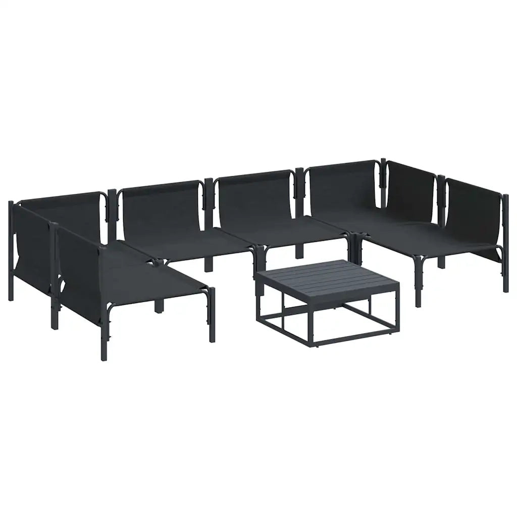 Set Divano da Giardino con cuscino 7 pcs Nero Acciaio 3378979