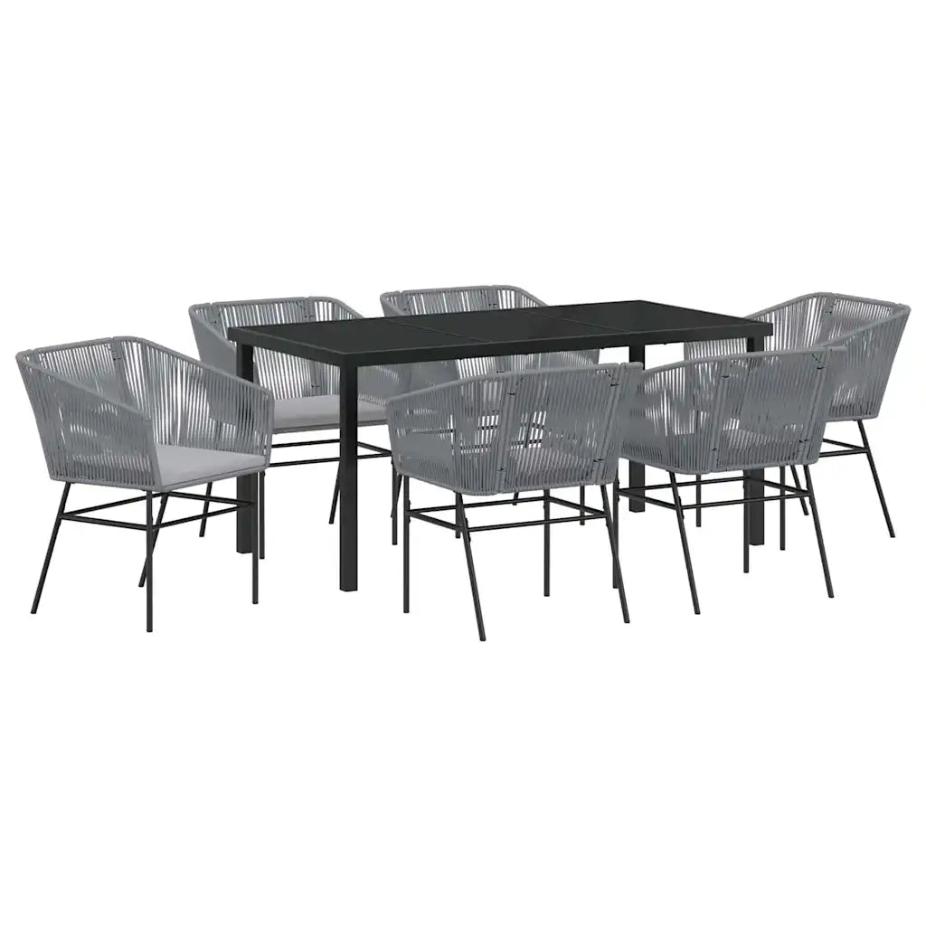 Set da Pranzo per Giardino con cuscino 7 pcs Grigio 3380936