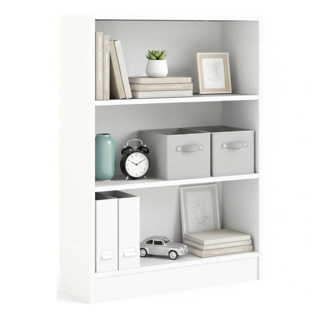 Libreria a tre Aski, colore bianco, cm 79 x 107 x 27