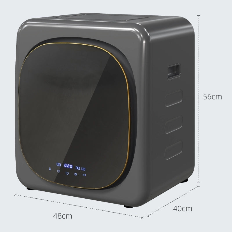 Mini asciugatrice con 6 programmi, touchscreen LED, capacit¨¤ 4 kg, fino a 60 ¡ãC, 800 W, da appoggio/montabile a parete, asciugatrice ventilata con