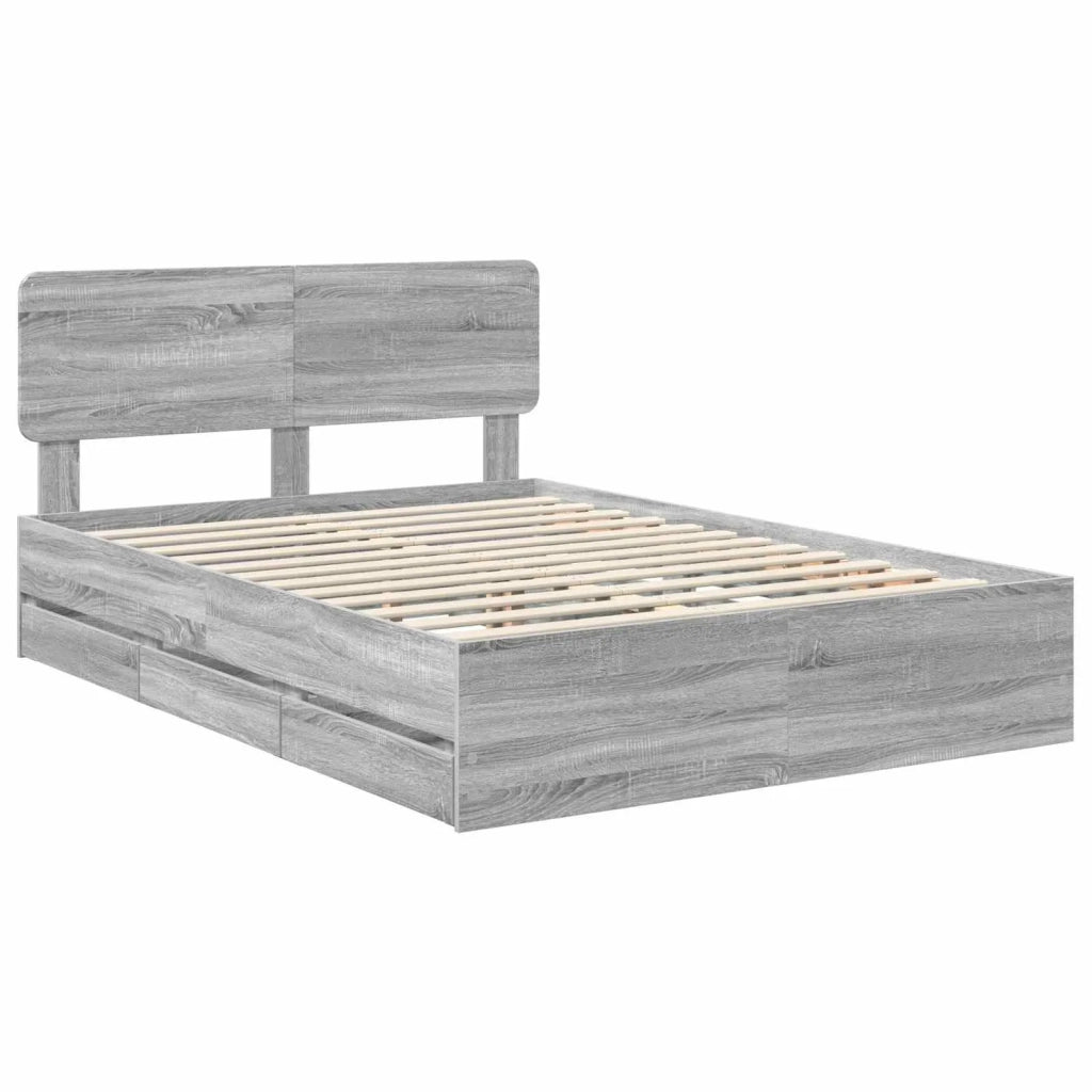 Struttura del letto con cassetto Sonoma grigia 160 x 200 cm 3412169