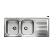 Lavello incasso in acciaio inox 116 cm 2 vasche gocciolatoio DX  - Cromo