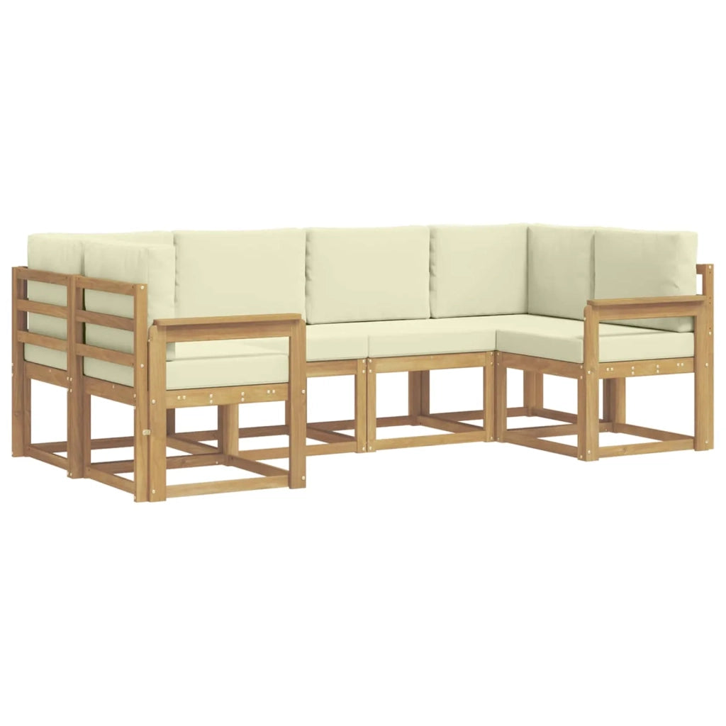 Set di divani da esterno con cuscino 6 pcs Bianco e Crema