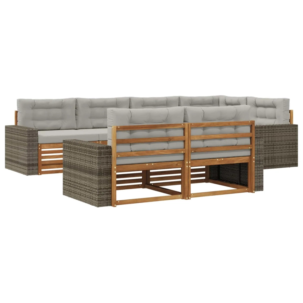 Set di divani da esterno 7 pz Naturale e Grigio Chiaro 3383489