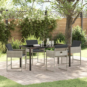Set da Pranzo da Giardino  di 5 Pezzi con Cuscini Polyrattan Grigio Chiaro