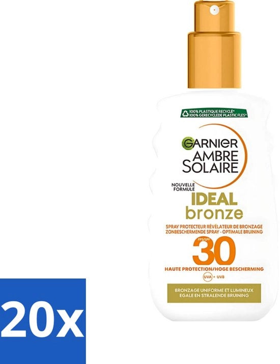 20 x Spray di protezione solare - SPF 30 - 200 ml - Protezione solare - Bronzatura - SPF 30 - Cura della pelle