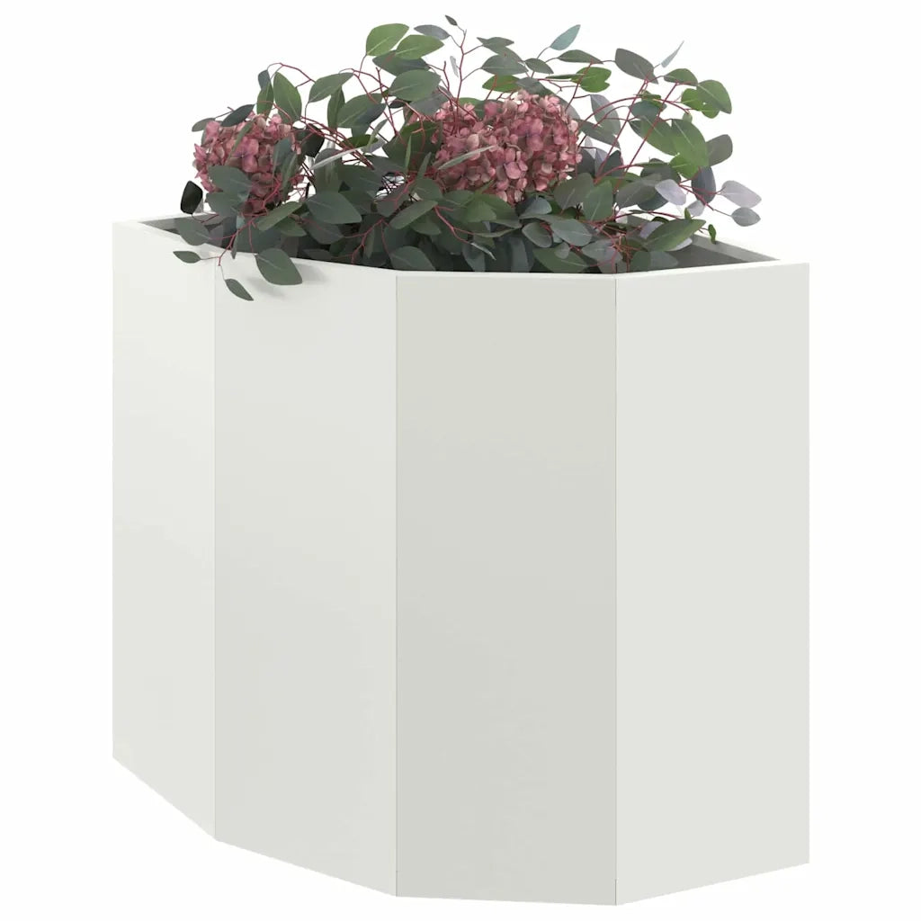 Vaso d'angolo-Fioriera-Contenitore per Piante Bianco 45 x 45 x 50 cm Acciaio