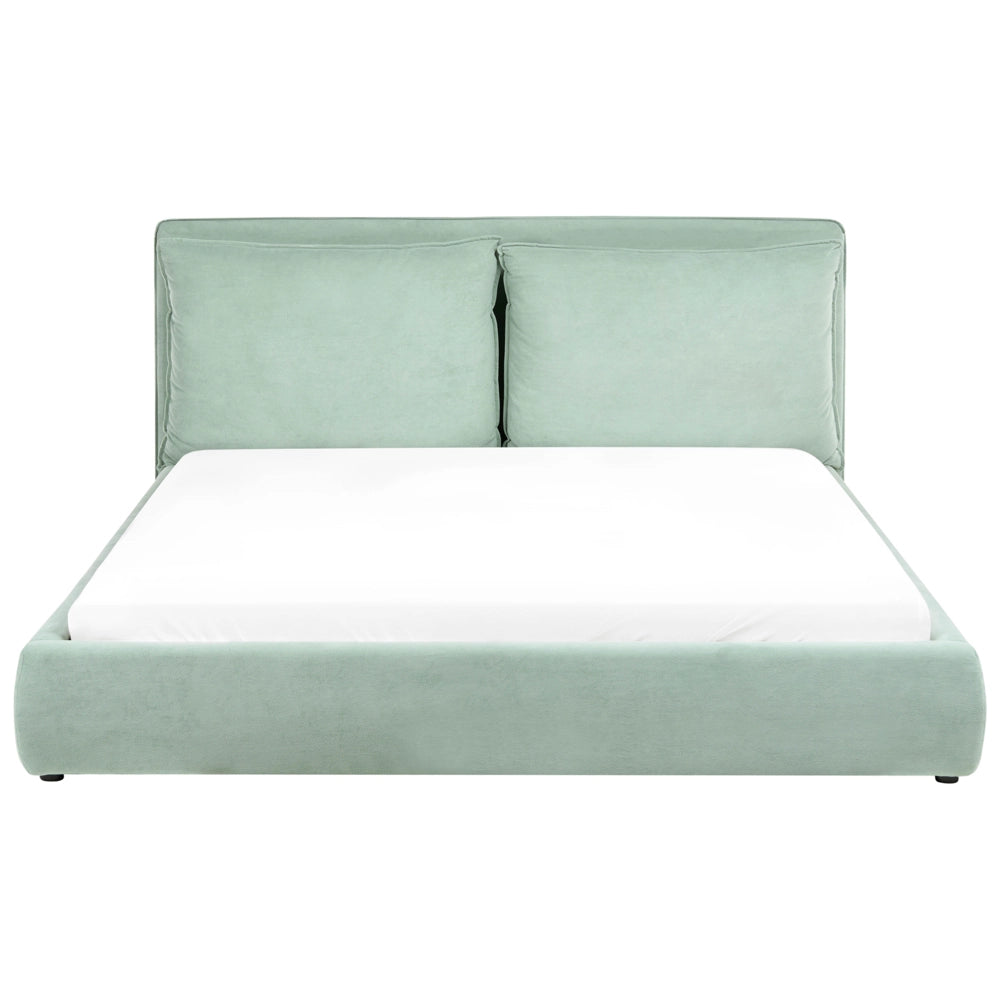 Letto moderno velluto verde menta 180 x 200 cm testata imbottita
