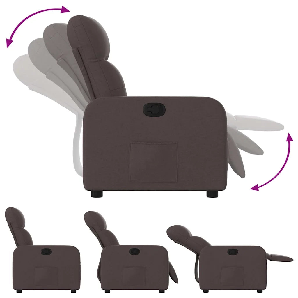 Poltrona Reclinabile Marrone Scuro in Tessuto 374202