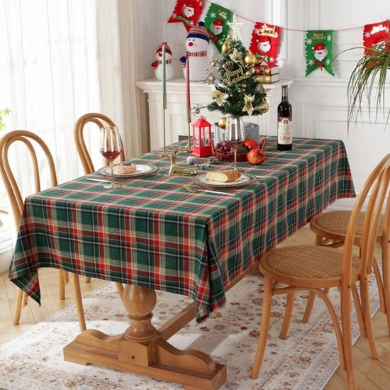 Tappeto per tavolo - Tappeto per tavolo di Natale - Decorazione per tavolo - Tappeto per tavolo - Tappeto per tavolo - Tappeto a quadri rosso e verde - Tappeto rettangolare - 140cm largo * 240cm lungo - 1 pezzo