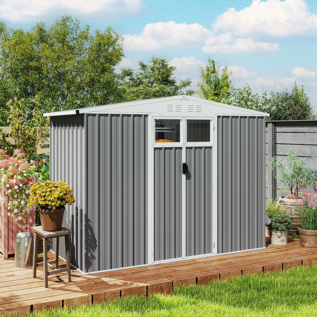Capanno da Giardino in Acciaio Zincato ¨C zephmum ¨C Grigio Chiaro 246x117x180 cm