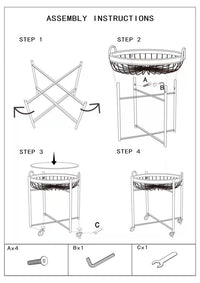 Carrello 2 Ripiani 57x55,5x62,5 cm con Ruote in Metallo e Rattan