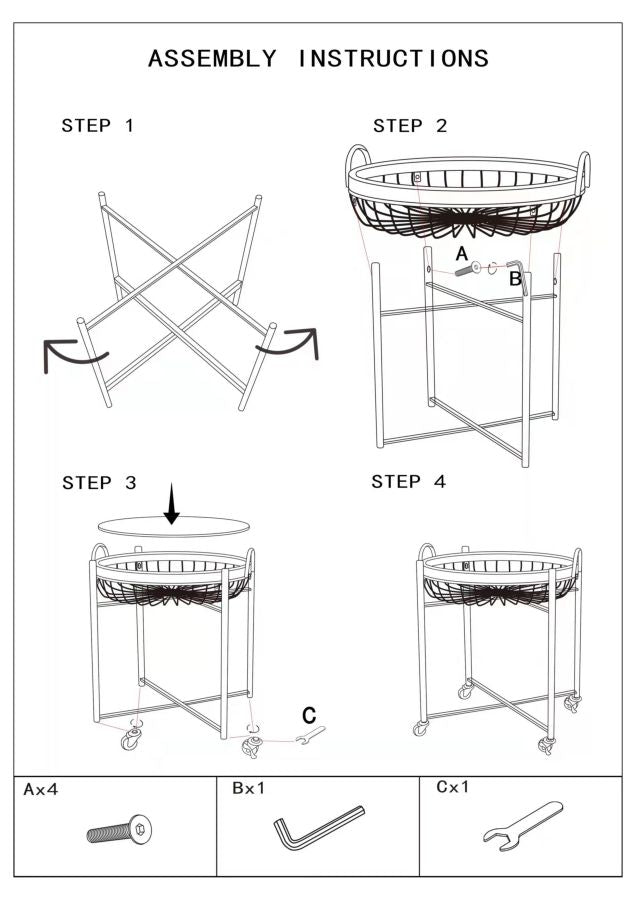 Carrello 2 Ripiani 57x55,5x62,5 cm con Ruote in Metallo e Rattan