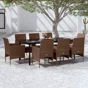 Set da Pranzo per Giardino 9 pz con Cuscini Marrone e Nero cod mxl 49821