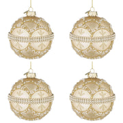 Palline di Natale in Vetro Champagne con Brillanti e Perle Beloved Diametro: 100 mm