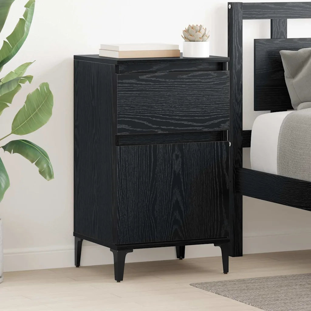 Armadio da Notte con cassetto 2 pcs Rovere Nero 40 x 35 x 70 cm